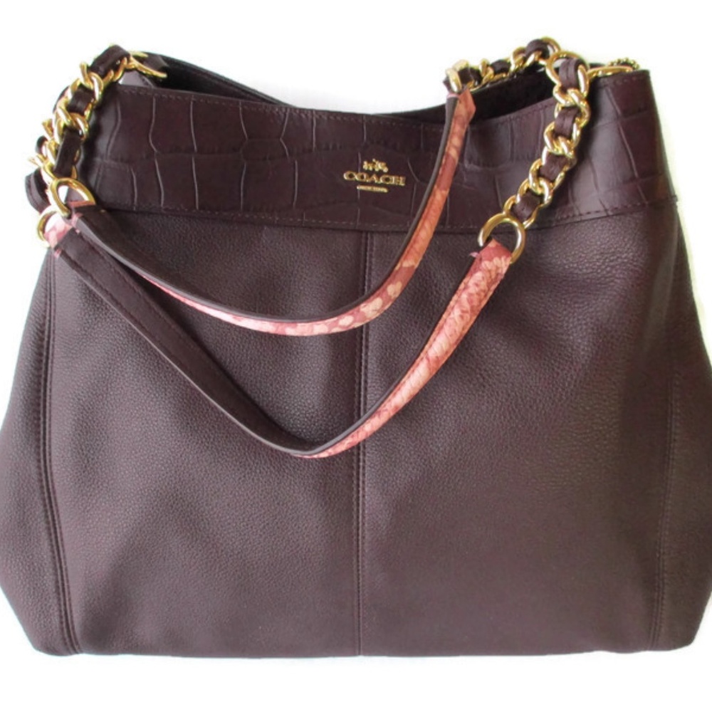 Coach Exotic Lexy Brown Oxblood Shoulder Bag